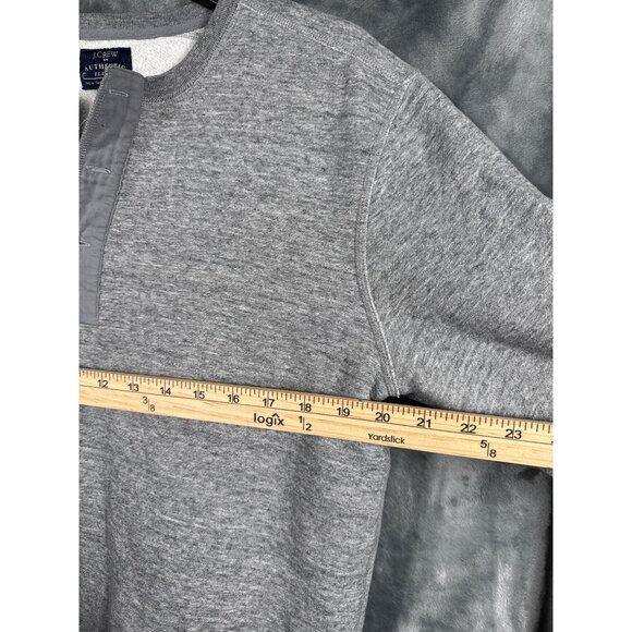 J.Crew Authentic Fleece Henley Mens Sweatshirt Large Gray - Picture 7 of 10